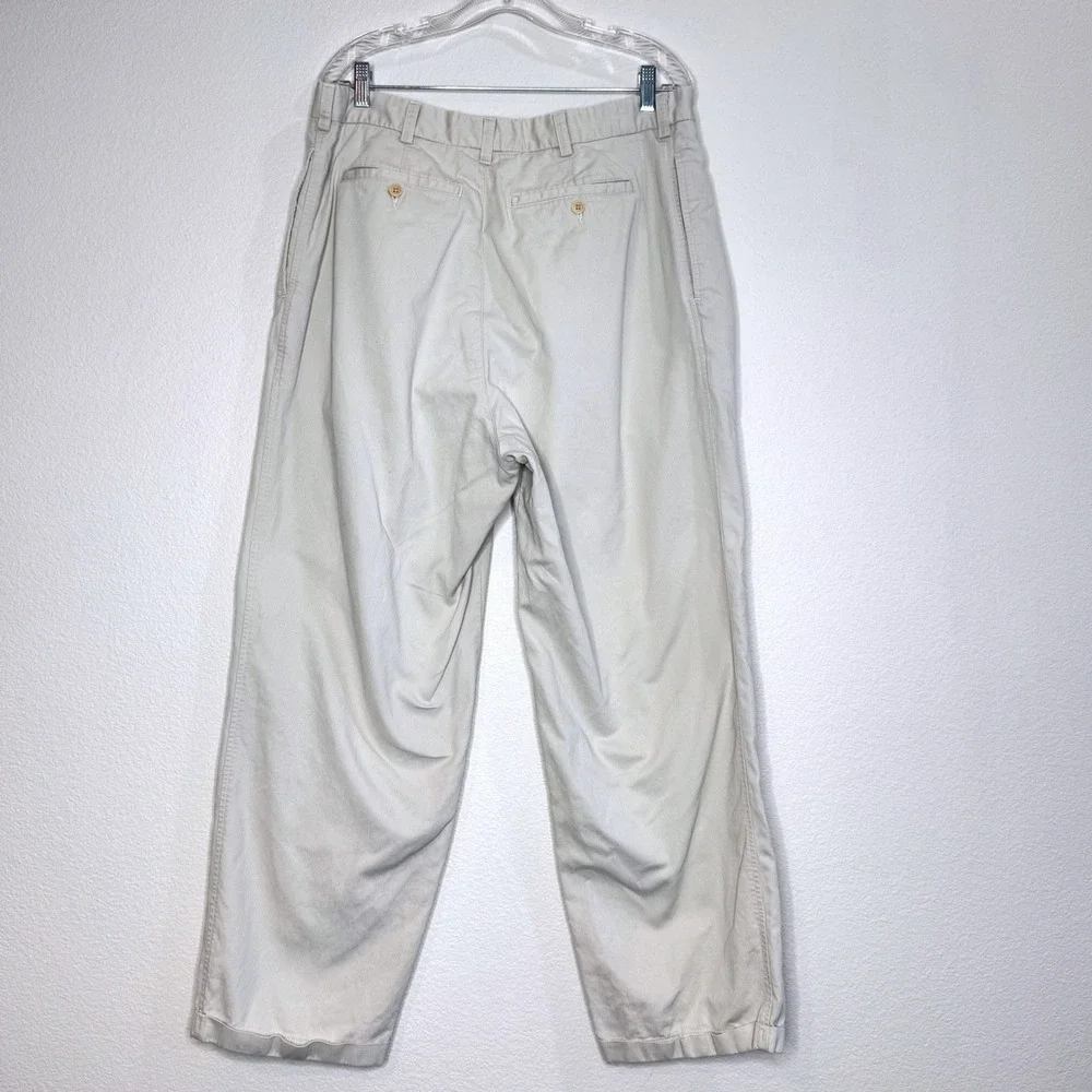 Vtg BANANA REPUBLIC Smithfield Corduroy Mens Pants 36x30 Off White Cuffed Pleats